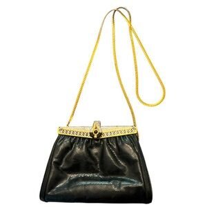 Vintage Black and Gold Clutch Bag